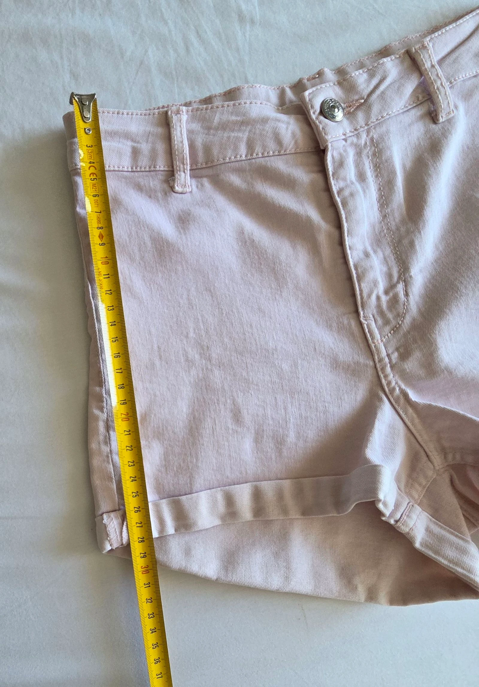 Short em jeans rosa claro 36 S Divided H&M short cintura alta com pregas – photo 9